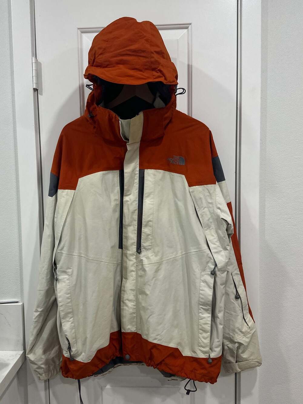 The North Face Vintage HyVent Colorblock Ski Jacket Orange Cream Grey Size XL/TG